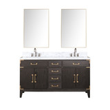 Lexora LVL60DK111 Laurel 60 inch W Brown Oak Double Sink Vanity Cabinet, Carrara Marble Top, Faucet Set, and 28 in Mirrors