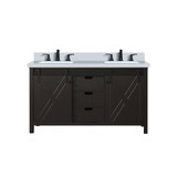 Lexora Marsyas 60 inch W Brown Double Sink Vanity Cabinet, White Quartz Countertop and Faucet Set