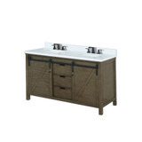 Lexora Marsyas 60 inch W Rustic Brown Double Sink Vanity Cabinet, Cultured Marble Countertop and Faucet Set