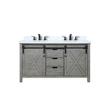 Lexora Marsyas 60 inch W Ash Grey Double Sink Vanity Cabinet, Cultured Marble Countertop and Faucet Set