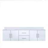 Lexora Geneva 72 in. W Glossy White Wall Mount Double Sink Vanity Cabinet and White Quartz Top