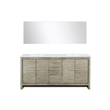 Lexora Lafarre 72 inch W x 20 in D Rustic Acacia Double Sink Vanity Cabinet, Cultured Marble Top and 70 in Mirror