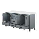 Lexora Ziva 72 inch W Dark Grey Double Sink Vanity Cabinet and White Quartz Top