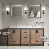 Lexora  LVZV72DN200 Ziva 72 in W x 22 in D Rustic Barnwood Double Bath Vanity and White Quartz Top