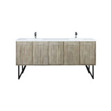 Lexora LVLY72DRA301 Lancy 72 inch W x 20 in D Rustic Acacia Double Sink Vanity Cabinet, Cultured Marble Top and Chrome Faucet Set