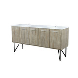 Lexora LLC72DKSOS000 Lancy 72 inch W x 20 in D Rustic Acacia Double Sink Vanity Cabinet and White Quartz Top