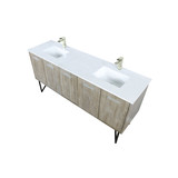 Lexora Lancy 72 inch W x 20 in D Rustic Acacia Double Sink Vanity Cabinet, White Quartz Top and Brushed Nickel Faucet Set