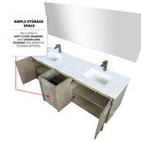 Lexora  LVLY72DRA304 Lancy 72 in W x 20 in D Rustic Acacia Double Bath Vanity, Cultured Marble Top and Rose Gold Faucet Set