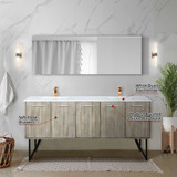 Lexora  LVLY72DRA304 Lancy 72 in W x 20 in D Rustic Acacia Double Bath Vanity, Cultured Marble Top and Rose Gold Faucet Set