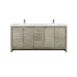 Lexora Lafarre 72 inch W x 20 in D Rustic Acacia Double Sink Vanity Cabinet, White Quartz Top and Rose Gold Faucet Set