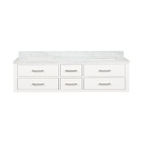 Lexora LVC72DA100 Castor 72 inch W White Double Sink Wall Hung Vanity Cabinet and Carrara Marble Top