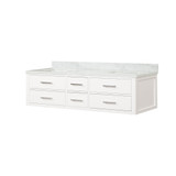 Lexora LVC72DA100 Castor 72 inch W White Double Sink Wall Hung Vanity Cabinet and Carrara Marble Top