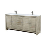 Lexora Lafarre 72 inch W x 20 in D Rustic Acacia Double Sink Vanity Cabinet, White Quartz Top and Gun Metal Faucet Set