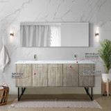 Lexora  LVLY72DRA312 Lancy 72 in W x 20 in D Rustic Acacia Double Bath Vanity, Cultured Marble Top, Brushed Nickel Faucet Set and 70 in Mirror