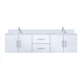 Lexora LVG72DM301 Geneva 72 in. W Glossy White Wall Mount Double Sink Vanity Cabinet, Cultured Marble Top, and Faucet Set