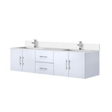 Lexora Geneva 72 in. W Glossy White Wall Mount Double Sink Vanity Cabinet, Cultured Marble Top, and Faucet Set