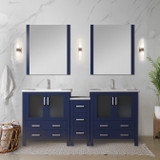 Lexora  LV341872SBESM28 Volez 72 in W x 18.25 in D Dark Grey Double Bath Vanity with Side Cabinets, White Ceramic Top, and 28 in Mirrors