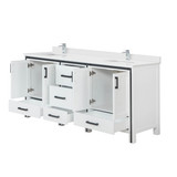 Lexora LVZV72DA201 Ziva 72 inch W White Double Sink Vanity Cabinet, White Quartz Top and Faucet Set