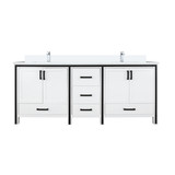 Lexora Ziva 72 inch W White Double Sink Vanity Cabinet, Cultured Marble Top and Faucet Set
