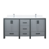 Lexora Ziva 72 inch W Dark Grey Double Sink Vanity Cabinet, Cultured Marble Top and Faucet Set