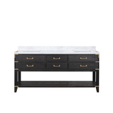 Lexora Norwalk 72 inch W Black Oak Double Sink Vanity Cabinet and Carrara Marble Top