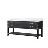 Lexora Norwalk 72 inch W Black Oak Double Sink Vanity Cabinet and Carrara Marble Top