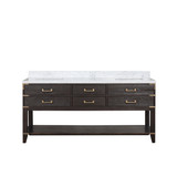 Lexora Norwalk 72 inch W Brown Oak Double Sink Vanity Cabinet and Carrara Marble Top