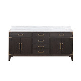 Lexora LVL72DK100 Laurel 72 inch W Brown Oak Double Sink Vanity Cabinet and Carrara Marble Top