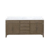 Lexora LVL72DR100 Laurel 72 inch W Grey Oak Double Sink Vanity Cabinet and Carrara Marble Top