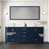 Lexora  LVJ72DE300 Jacques 72 in. W x 22 in. D Navy Blue Bath Vanity and Cultured Marble Top