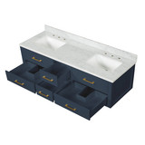 Lexora  LVC72DE110 Castor 72 in W x 22 in D Blue Double Bath Vanity, Carrara Marble Top, and 34 in Mirrors