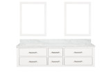Lexora LVC72DA110 Castor 72 inch W White Double Sink Wall Hung Vanity Cabinet, Carrara Marble Top, and 34 in Mirrors
