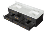 Lexora  LVC72DL110 Castor 72 in W x 22 in D Black Double Bath Vanity, Carrara Marble Top, and 34 in Mirrors