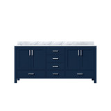 Lexora LJ342272DEDS000 Jacques 72 in. W Navy Blue Double Sink Vanity Cabinet and Carrara Marble Top