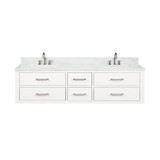 Lexora LVC72DA101 Castor 72 inch W White Double Sink Wall Hung Vanity Cabinet, Carrara Marble Top, and Faucet Set
