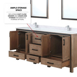 Lexora  LVZV72DN211 Ziva 72 in W x 22 in D Rustic Barnwood Double Bath Vanity, White Quartz Top, Faucet Set and 30 in Mirrors