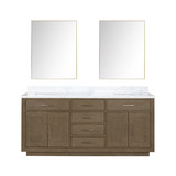 Lexora LVA72DR110 Abbey 72 inch W Grey Oak Double Sink Vanity Cabinet, Carrara Marble Top, and 34 in Mirrors