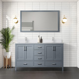 Lexora  LVJ72DB301 Jacques 72 in. W x 22 in. D Dark Grey Bath Vanity, Cultured Marble Top, and Faucet Set