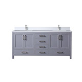 Lexora LVJ72DB301 Jacques 72 in. W Dark Grey Bath Vanity Cabinet, Cultured Marble Top, and Faucet Set