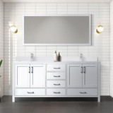 Lexora  LVJ72DA301 Jacques 72 in. W x 22 in. D White Bath Vanity, Cultured Marble Top, and Faucet Set