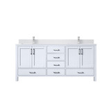 Lexora LVJ72DA301 Jacques 72 in. W White Bath Vanity Cabinet, Cultured Marble Top, and Faucet Set