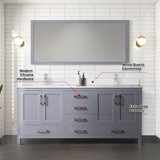 Lexora  LVJ72DB201 Jacques 72 in. W x 22 in. D Dark Grey Double Bath Vanity, White Quartz Top, and Faucet Set