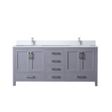 Lexora Jacques 72 in. W Dark Grey Double Sink Vanity Cabinet, White Quartz Top, and Faucet Set