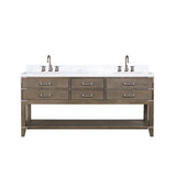 Lexora Norwalk 72 inch W Grey Oak Double Sink Vanity Cabinet, Carrara Marble Top, and Faucet Set