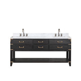 Lexora LVN72DJ101 Norwalk 72 inch W Black Oak Double Sink Vanity Cabinet, Carrara Marble Top, and Faucet Set
