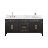Lexora LVL72DJ101 Laurel 72 inch W Black Oak Double Sink Vanity Cabinet, Carrara Marble Top, and Faucet Set