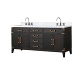 Lexora LVL72DJ101 Laurel 72 inch W Black Oak Double Sink Vanity Cabinet, Carrara Marble Top, and Faucet Set