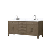 Lexora LVL72DR101 Laurel 72 inch W Grey Oak Double Sink Vanity Cabinet, Carrara Marble Top, and Faucet Set