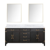 Lexora LVL72DJ110 Laurel 72 inch W Black Oak Double Sink Vanity Cabinet, Carrara Marble Top, and 34 in Mirrors