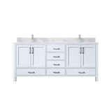 Lexora Jacques 72 in. W White Double Sink Vanity Cabinet, Carrara Marble Top, and Faucet Set